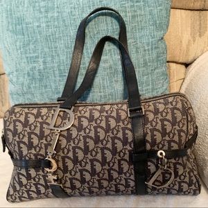 Christian Dior monogram Boston bag navy blue